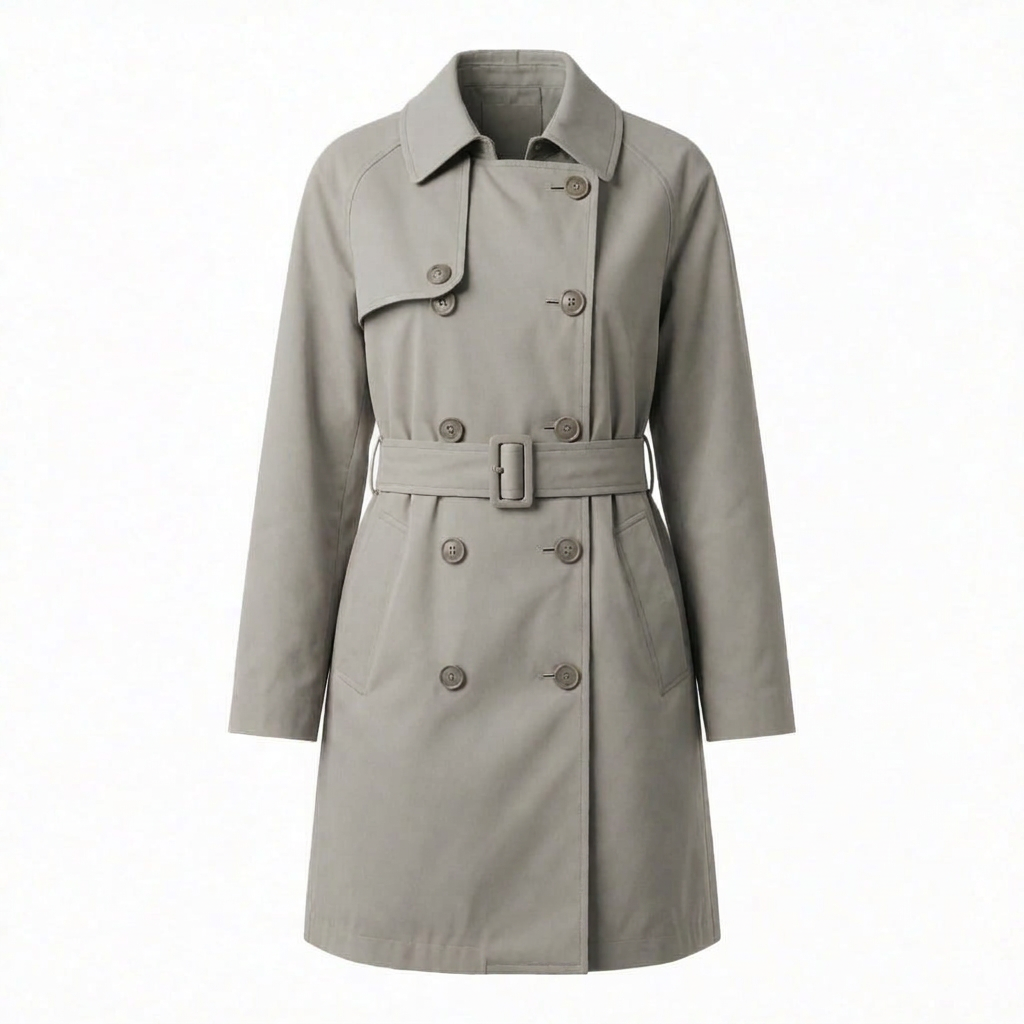 Stone Grey Classic Belted Trench Coat