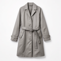 Women's Stylish Stone Grey Relaxed-Fit Single-Breasted A-line Trench Coat with Notched Lapel