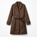 Women's Stylish Chocolate Brown Relaxed-Fit Single-Breasted A-line Trench Coat with Notched Lapel