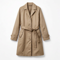 Women's Stylish Beige Relaxed-Fit Single-Breasted A-line Trench Coat with Notched Lapel